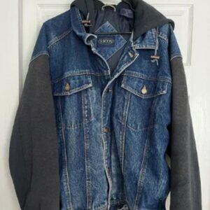 Blue Denim Jacket with Black Sleeves Soduka Mens XL Coat